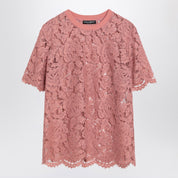 Dolce & Gabbana Dolce&Gabbana Pink lace T-shirt in floral stretch