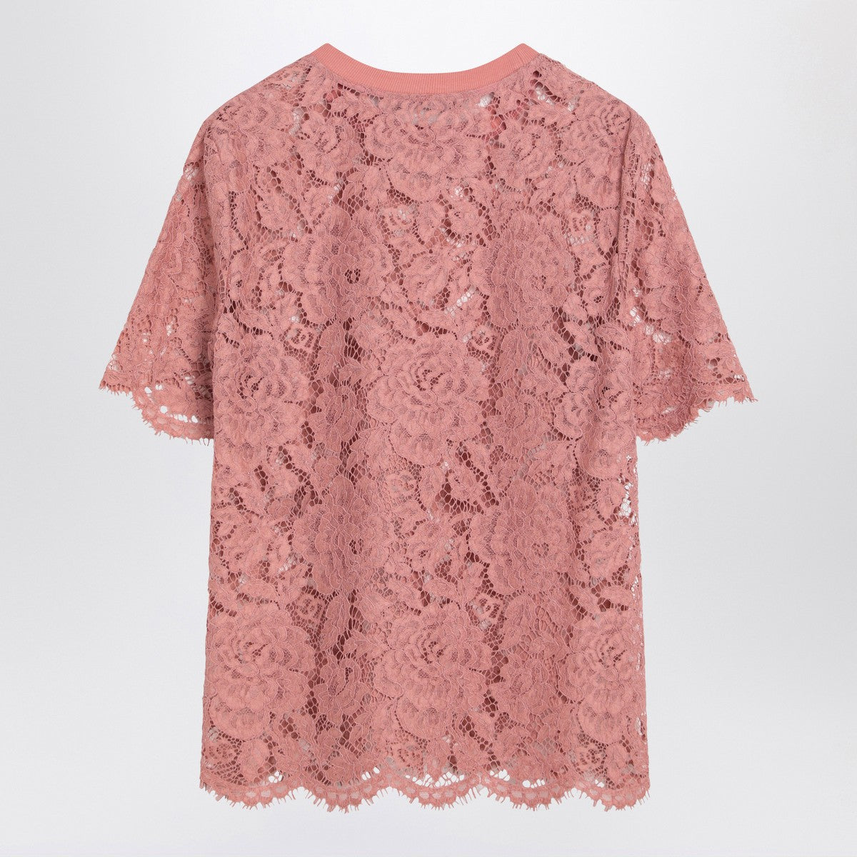 Dolce & Gabbana Dolce&Gabbana Pink lace T-shirt in floral stretch
