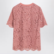 Dolce & Gabbana Dolce&Gabbana Pink lace T-shirt in floral stretch