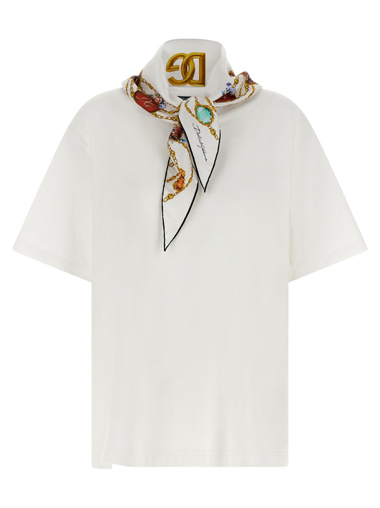 Dolce & Gabbana T-shirt With Scarf — Designer Topwear