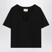 LouLou De Saison Black V‑Neck T‑Shirt — Topwear for Women