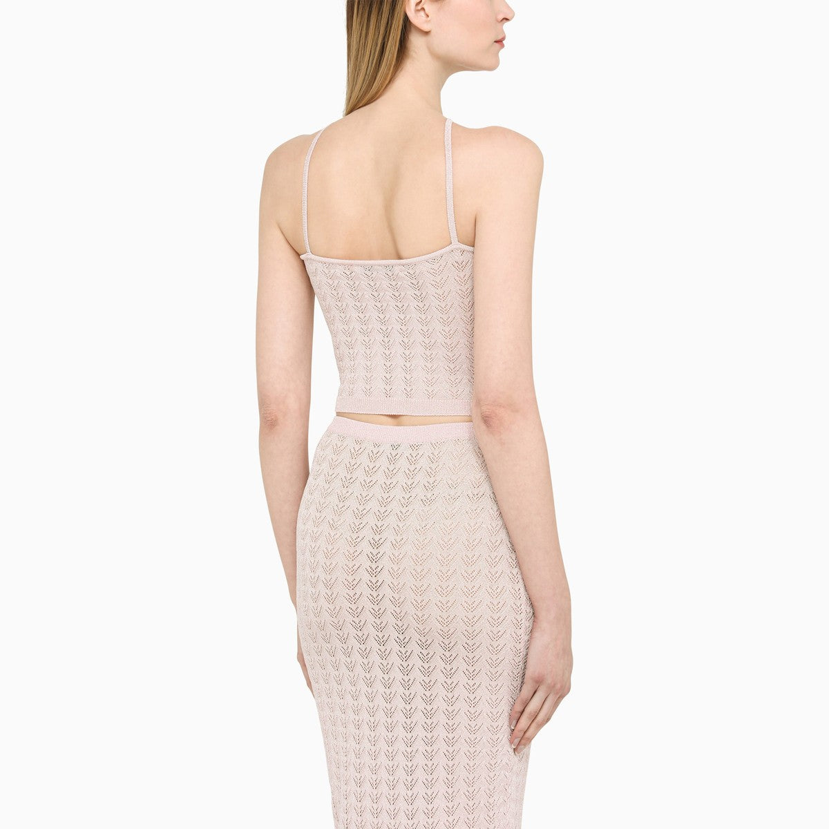 Haut en maille croisée rose d'Alessandra Rich