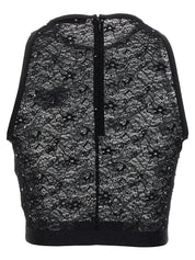 Alessandra Rich Rhinestone Lace Top