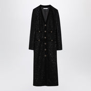 Vestido midi de tweed con lentejuelas negras y botones de Alessandra Rich