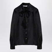 Alessandra Rich Black silk shirt with bow