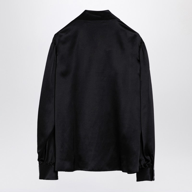 Alessandra Rich Black silk shirt with bow