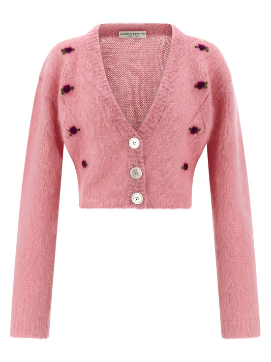 Alessandra Rich Mohair Cardigan - Pink Knitwear
