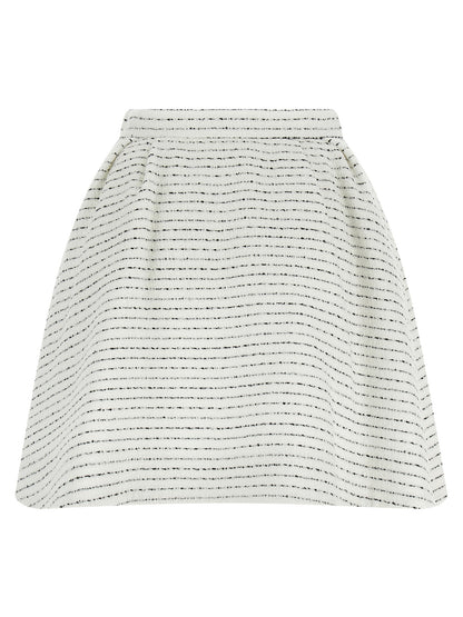 Alessandra Rich Tweed Mini Skirt — White Sequins