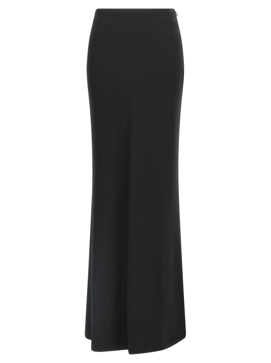 Alessandra Rich Long Silk Skirt — Black, Slim Fit