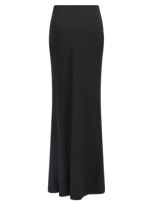 Alessandra Rich Long Silk Skirt — Black, Slim Fit
