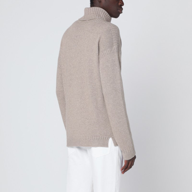 Loro Piana Greige cashmere turtleneck sweater