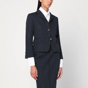 Blazer de lana de raya diplomática azul marino de Thom Browne