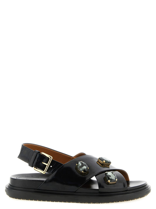 Marni Fussbett Sandals in Black — Women's Designer Sandals