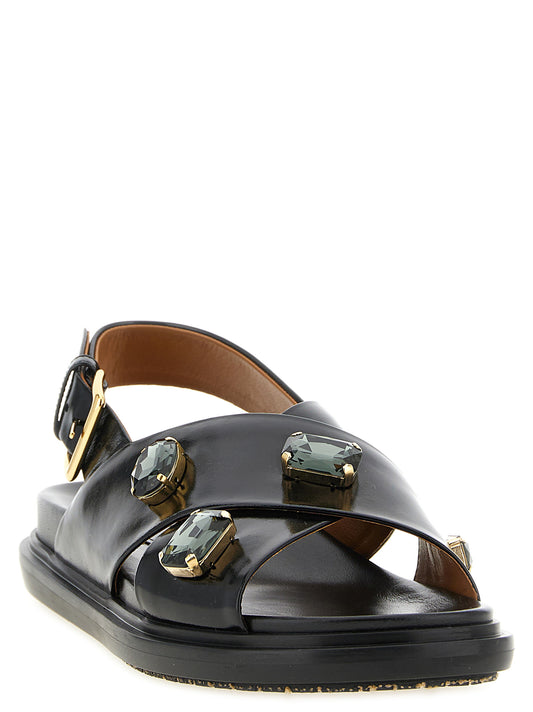 Marni Fussbett Sandals in Black — Women's Designer Sandals