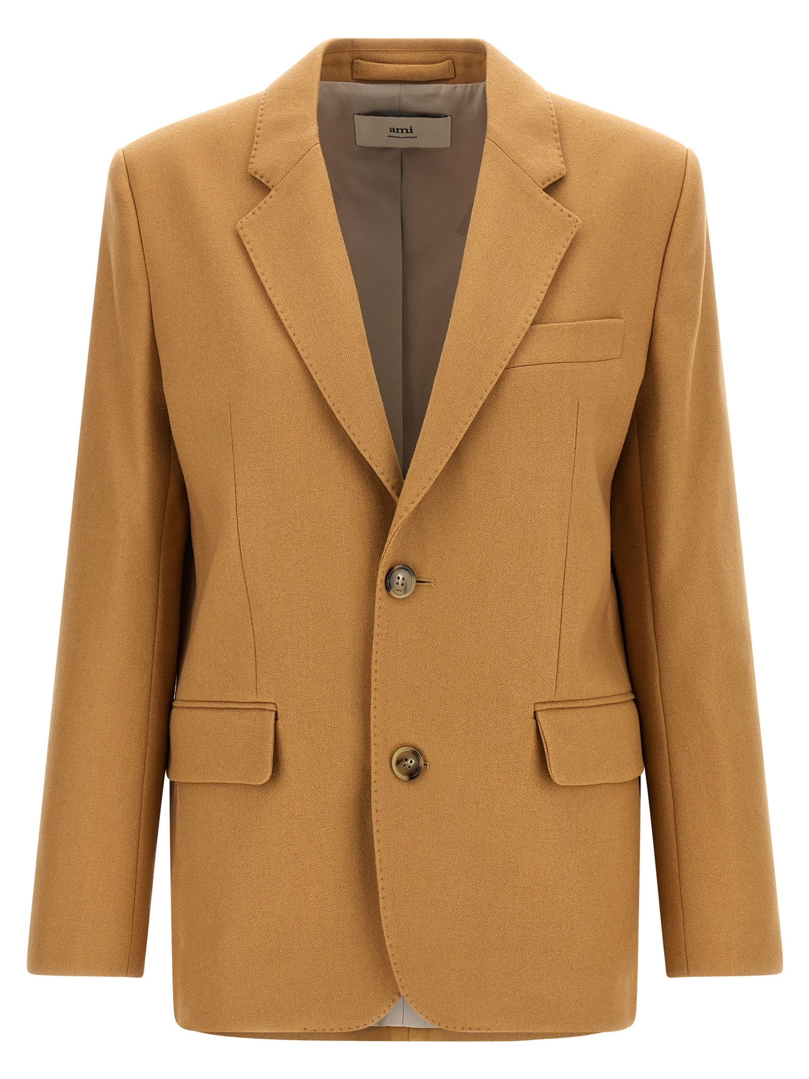 Ami Paris Wool Blazer — Beige Women's Jacket