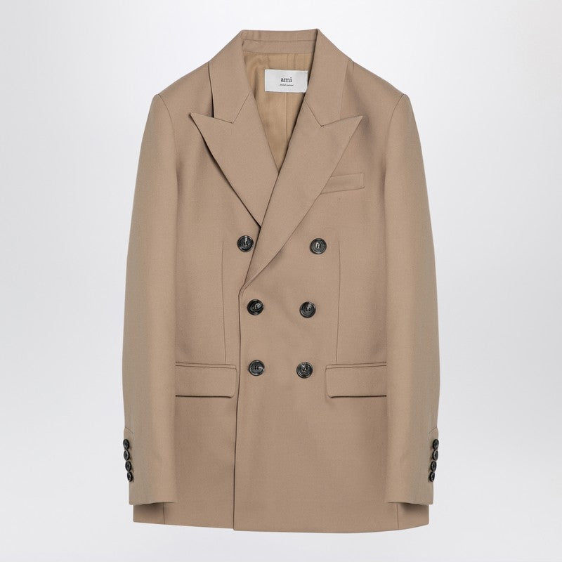 Ami Paris Sand-coloured double-breasted wool jacket
