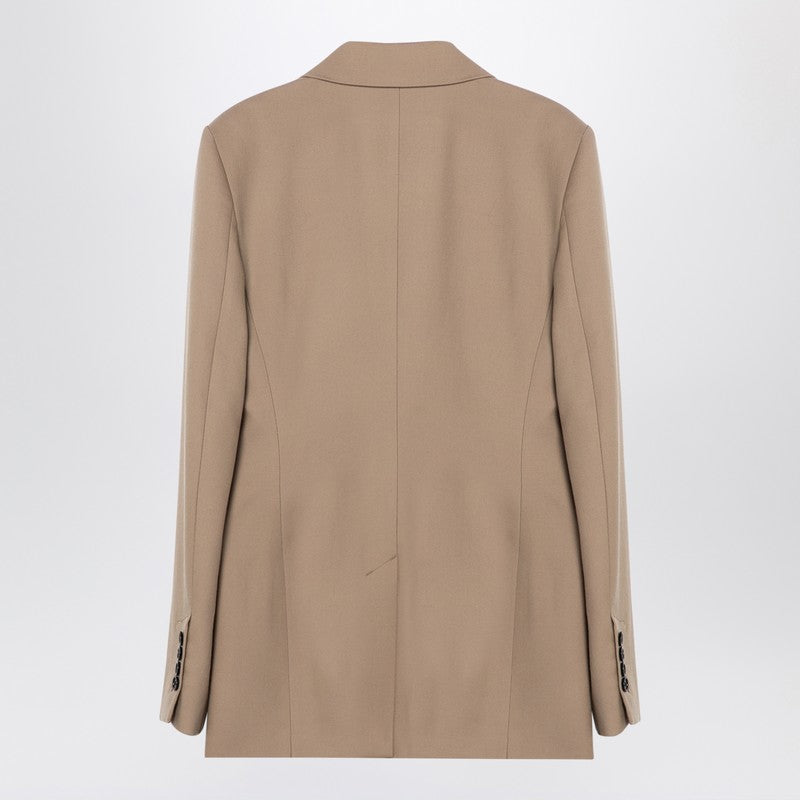 Ami Paris Sand-coloured double-breasted wool jacket