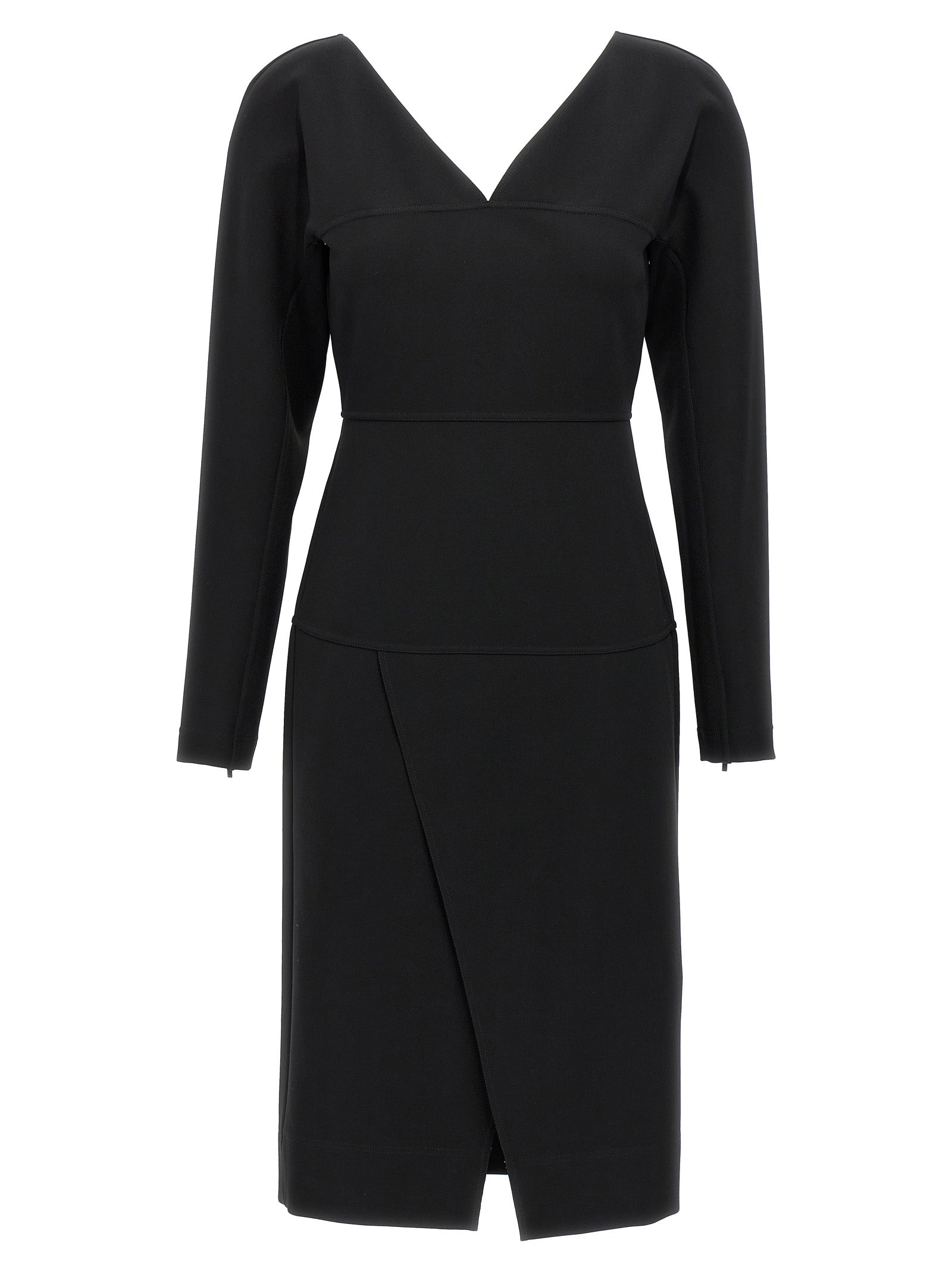 Fendi Techno Jersey Dress — Black V‑Neck Dress