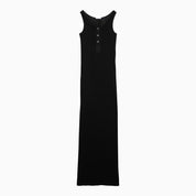 Ami Paris Black cotton long dress with buttons
