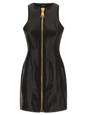 Balmain Maxi Zip Leather Dress — Black Mini Dress