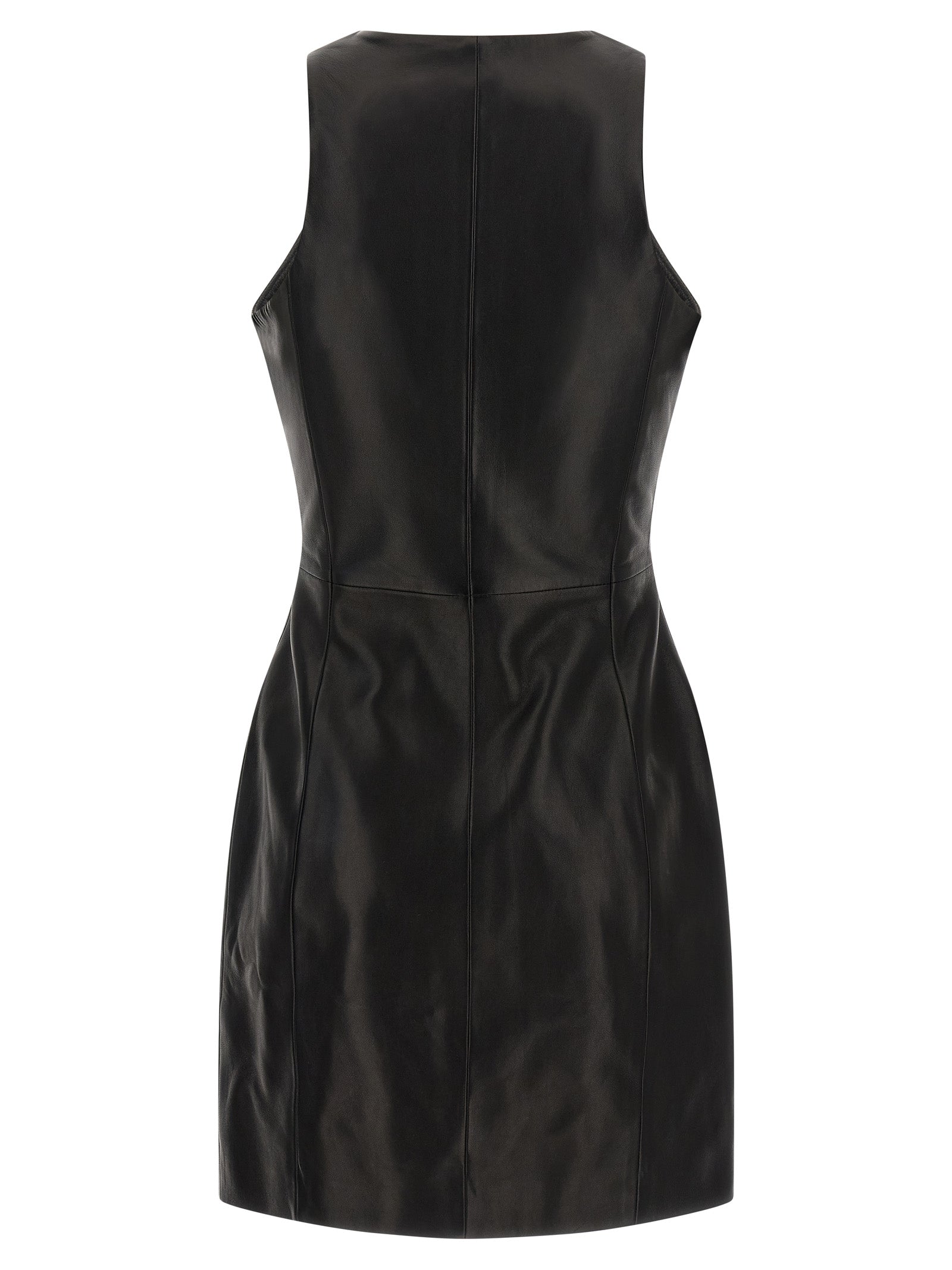Balmain Maxi Zip Leather Dress — Black Mini Dress