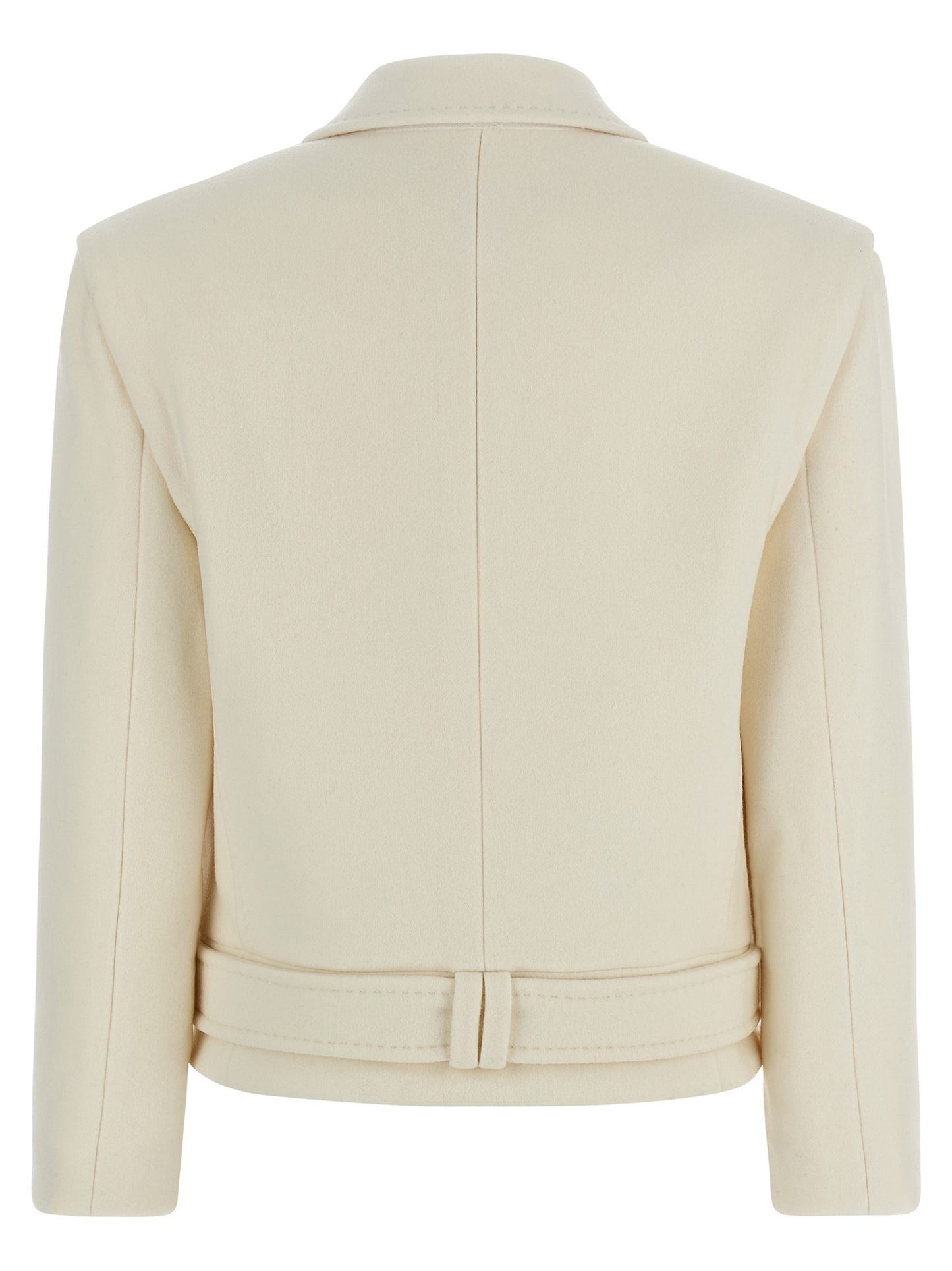 Balmain Double-breasted Coat — Women's White Wool Blend