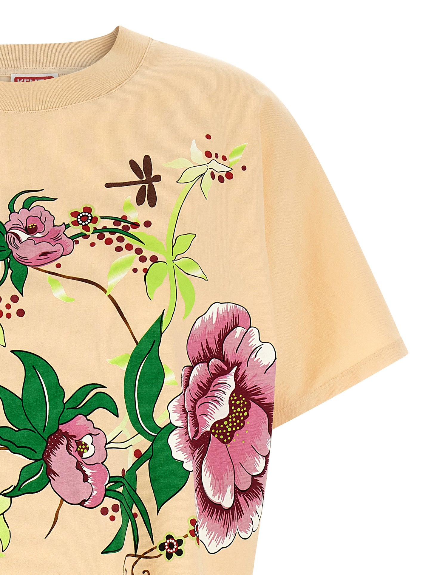 Kenzo Peonies Kimono Dress — Pink Cotton Mini