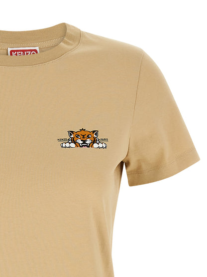 Kenzo Happy Tiger T-shirt — Women’s Topwear, Beige