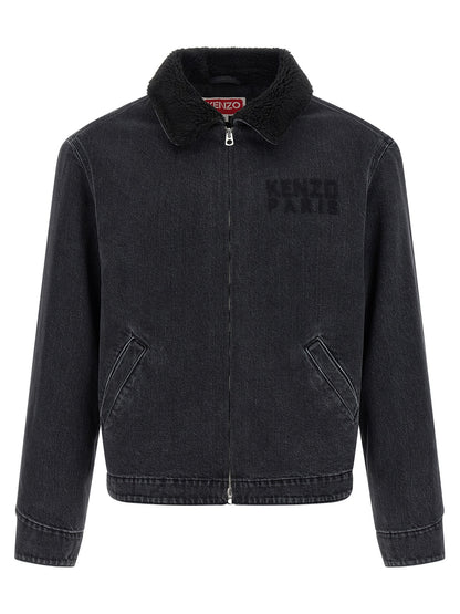 Kenzo Happy Tiger Denim Jacket for Men — Black Trucker