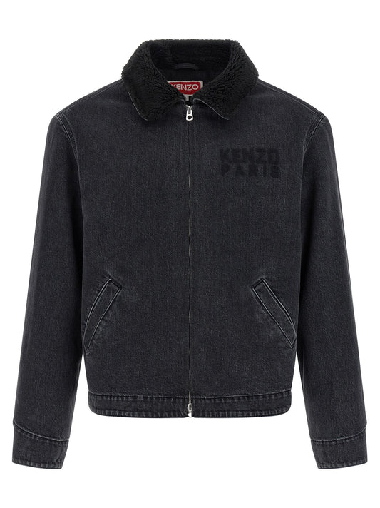 Kenzo Happy Tiger Denim Jacket for Men — Black Trucker