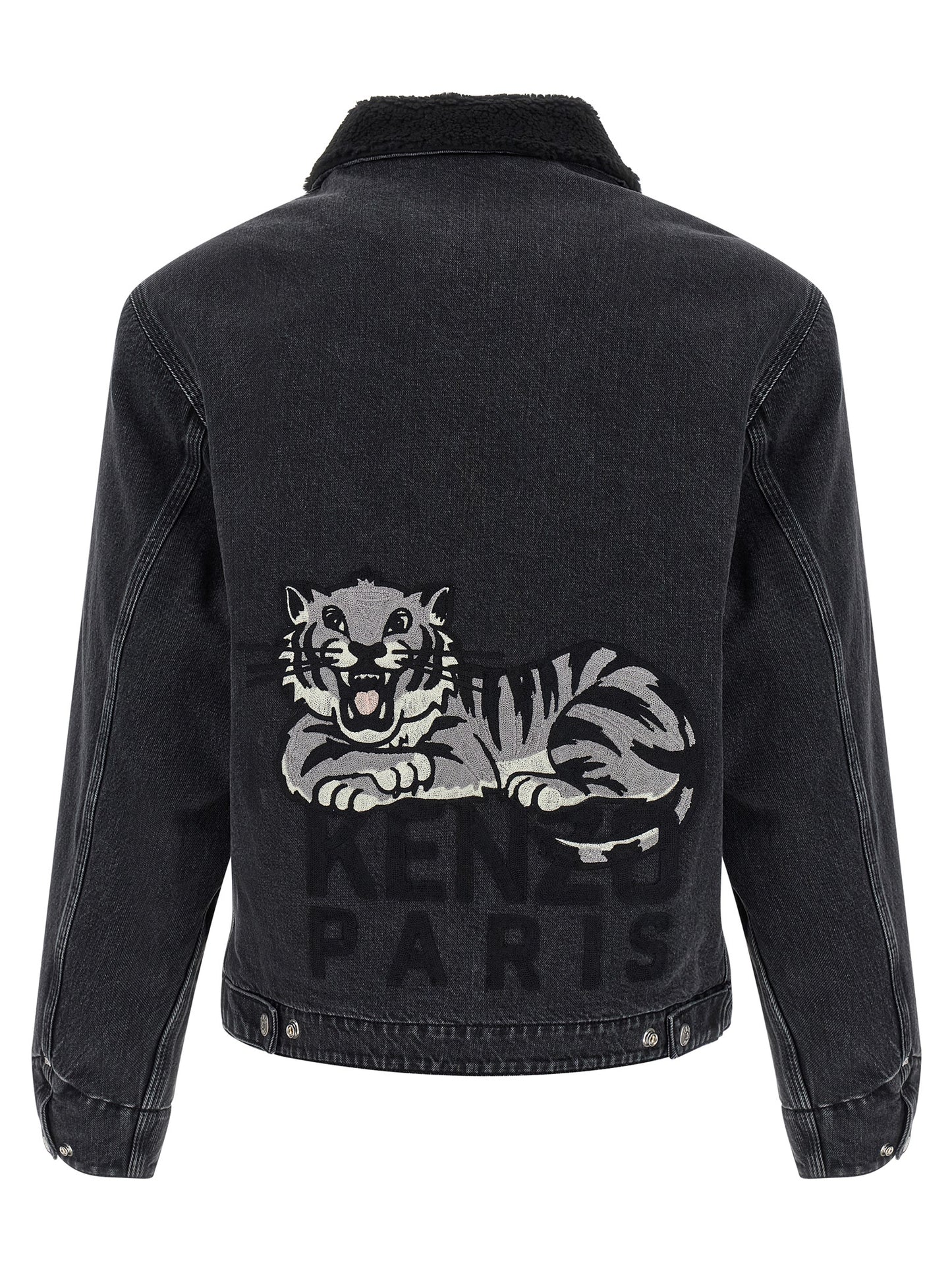 Kenzo Happy Tiger Denim Jacket for Men — Black Trucker