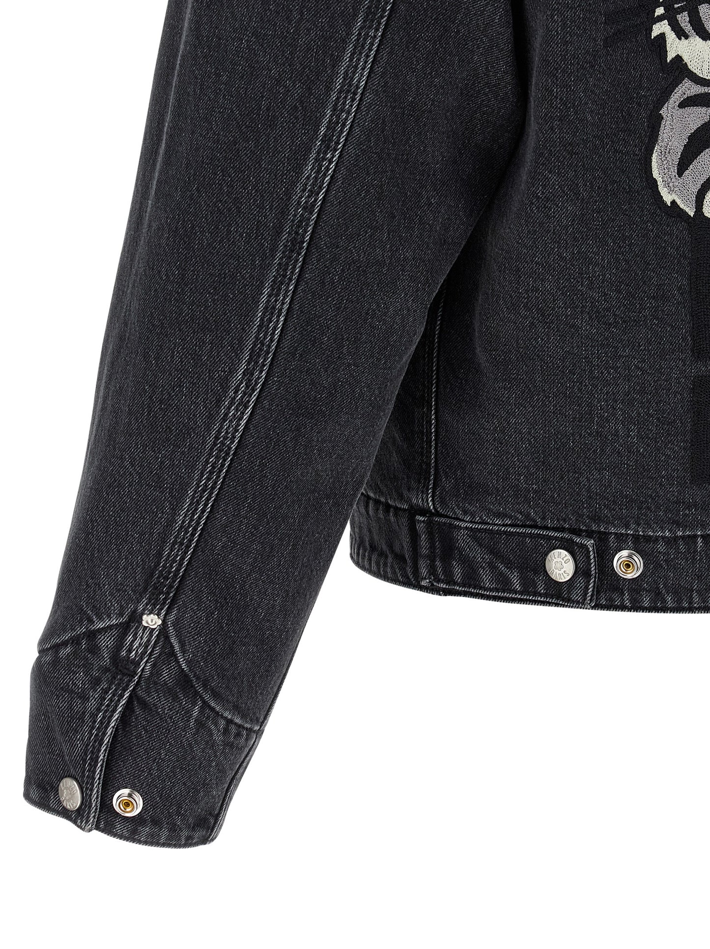 Kenzo Happy Tiger Denim Jacket for Men — Black Trucker