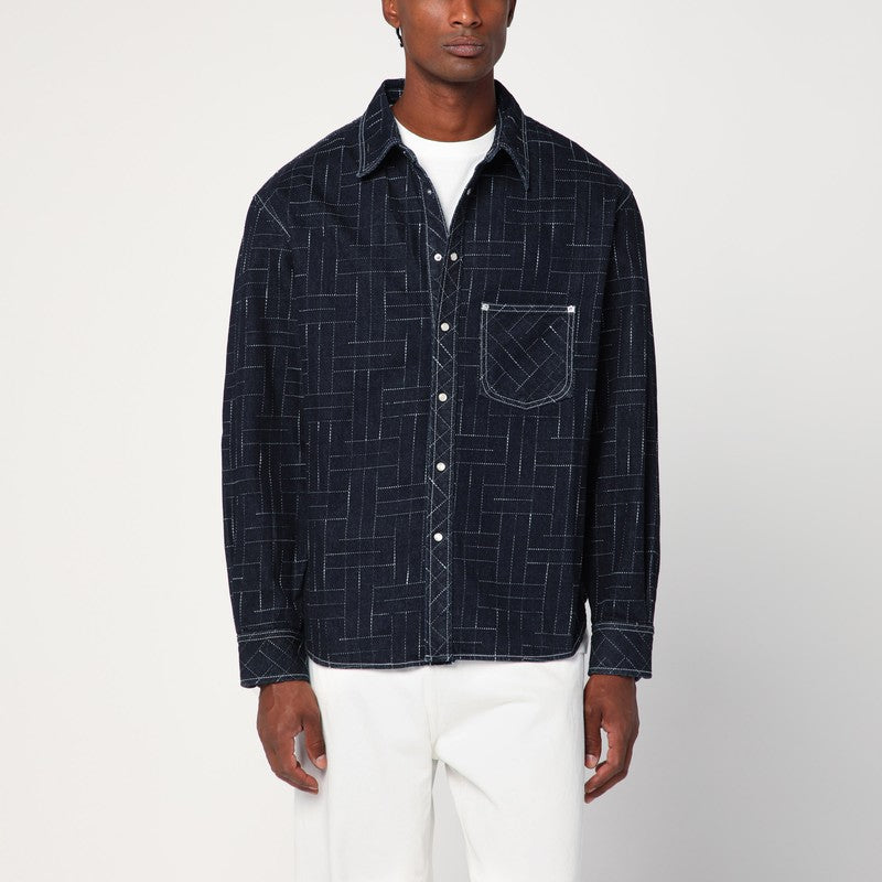 Kenzo Waves blue shirt in cotton denim