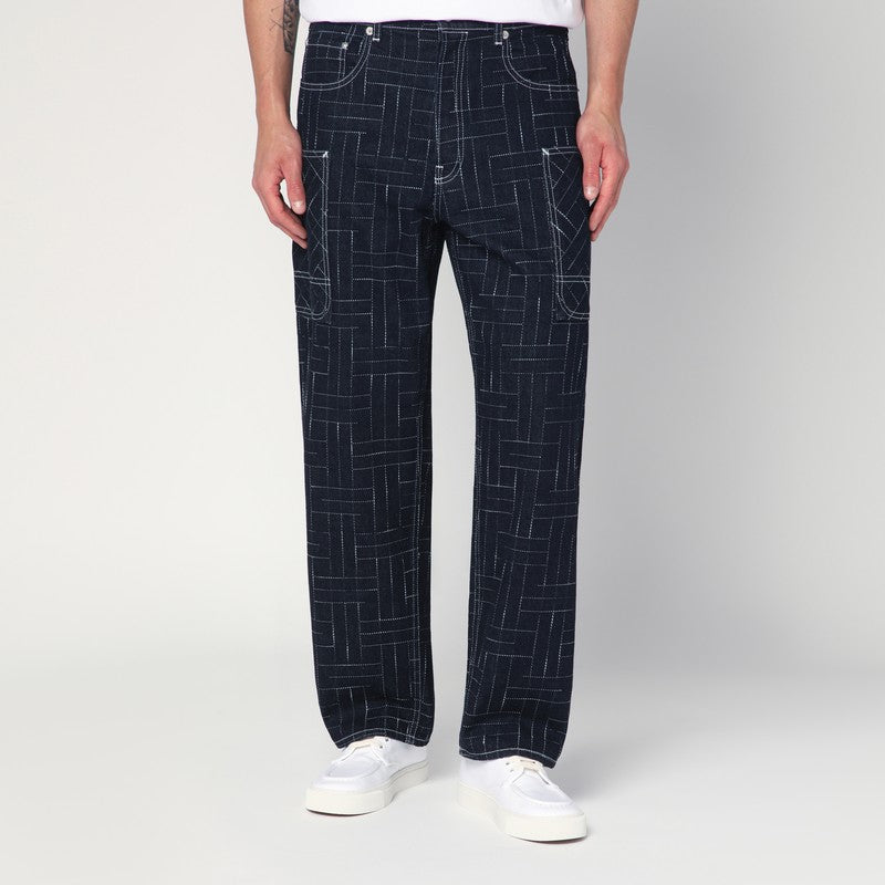 Kenzo Waves blue cargo jeans in cotton denim