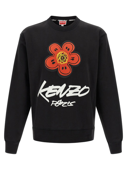 Kenzo Logo Print Sweatshirt for Men — Black Cotton Topwear