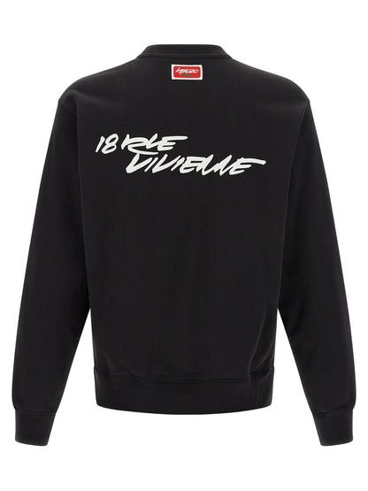 Kenzo Logo Print Sweatshirt for Men — Black Cotton Topwear