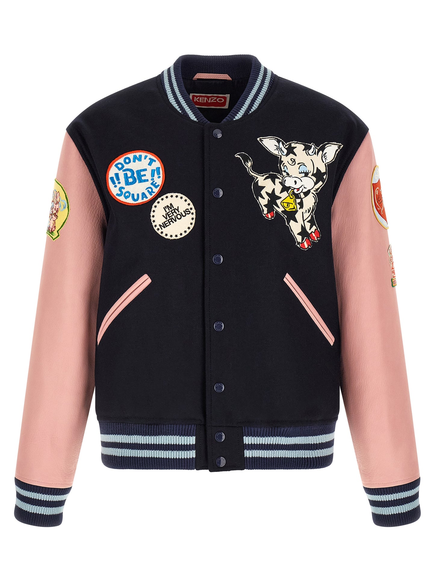 Kenzo Badges Jacket for Men — Boxy Wool Varsity 56cm