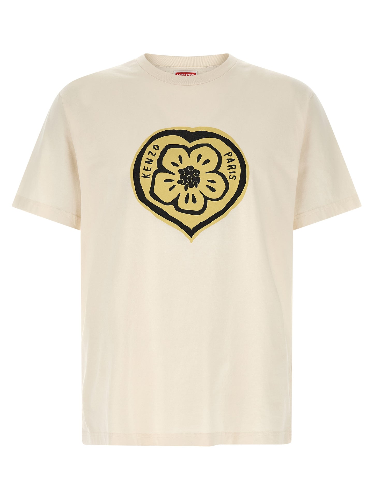 Kenzo Boke Heart T-shirt for Men — Beige Topwear