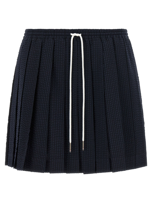 Thom Browne Striped Skirt — Blue Wool Mini, From €490