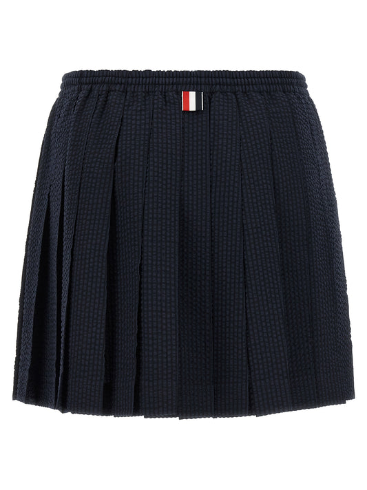 Thom Browne Striped Skirt — Blue Wool Mini, From €490