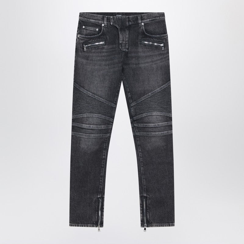 Jean slim biker délavé gris Balmain