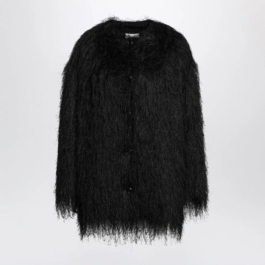 LouLou De Saison Black Filipo coat with fringes
