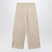 Max Mara beige silk‑blend trousers — cropped straight fit