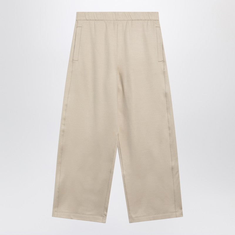 Max Mara beige silk‑blend trousers — cropped straight fit