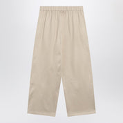 Max Mara beige silk‑blend trousers — cropped straight fit