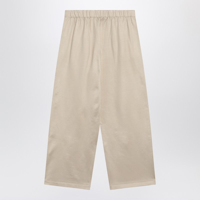 Max Mara beige silk‑blend trousers — cropped straight fit