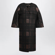 Max Mara Atelier Black cocoon coat in jacquard lamé