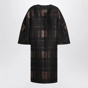 Max Mara Atelier Black cocoon coat in jacquard lamé