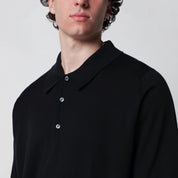 JOHN SMEDLEY Black Finchley Cotton Polo for Men
