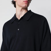 JOHN SMEDLEY Navy blue Finchley polo in cotton